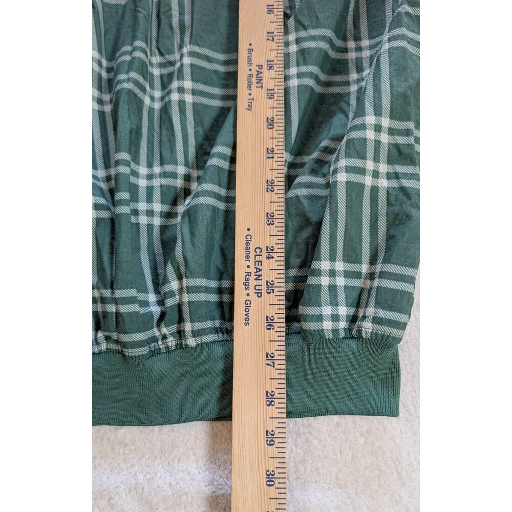 Vintage Catalina Golf Pullover Windbreaker Mens L Green Plaid V Neck Nylon...